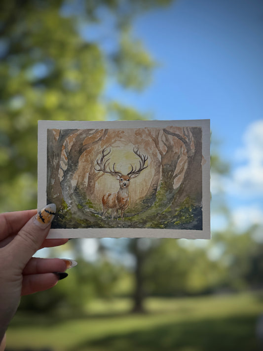 Deer Watercolor Original