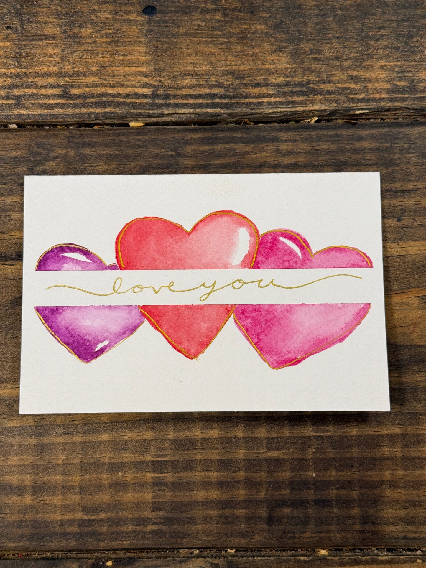 I love You Original Watercolor Card