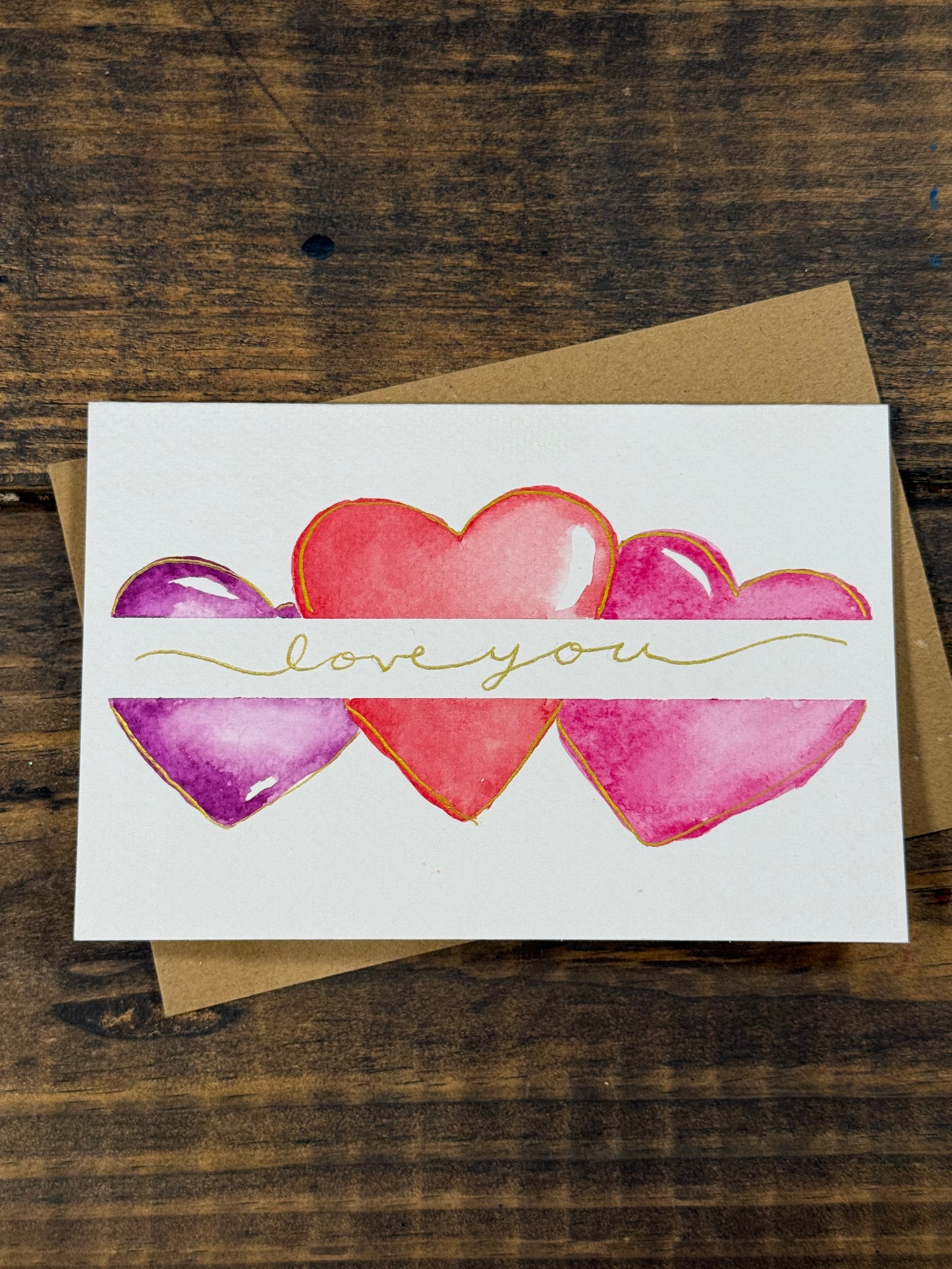 I love You Original Watercolor Card